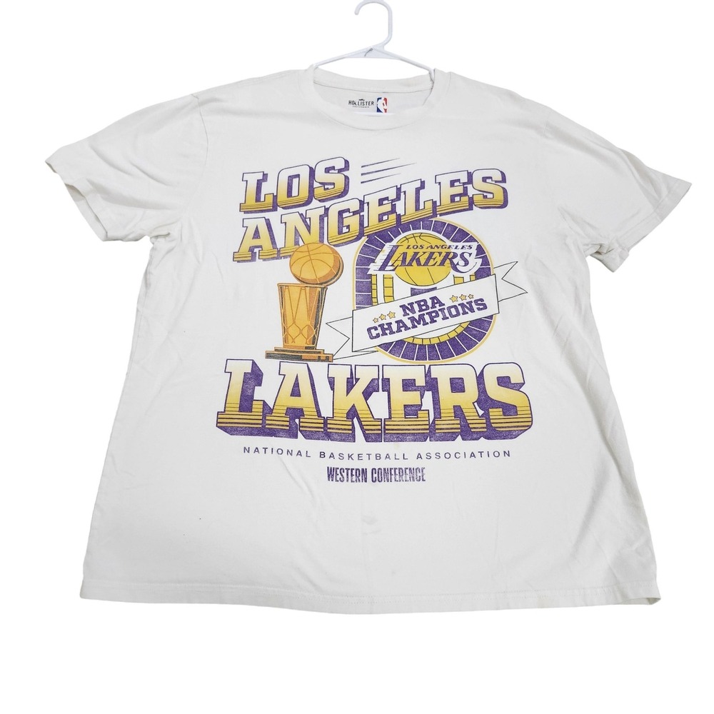 Los Angeles Lakers Shirt Mens L White NBA Basketball Hollister Champs Tee